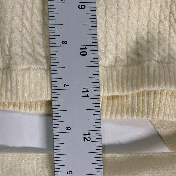 DANIELLE BERNSTEIN L NEW Knit Wrap Top Ivory Cableknit Crisscross - Picture 9 of 9